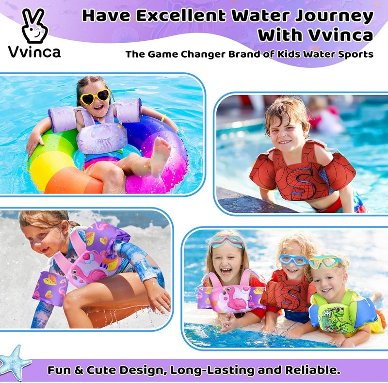 Vvinca Separable Toddler Swim Vest Fit 22-66 Lbs（2-6 Years）| 3 in 1 Toddler Floaties Pool Float & Arm Bands Boys and Girls, Adjustable Sturdy Safety for 2 3 4 5 6 Year - Image 5